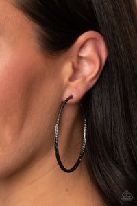 Paparazzi- Curved Couture Black Hoop Earring
