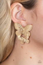 Load image into Gallery viewer, Paparazzi- Blushing Butterflies Gold Post Earring
