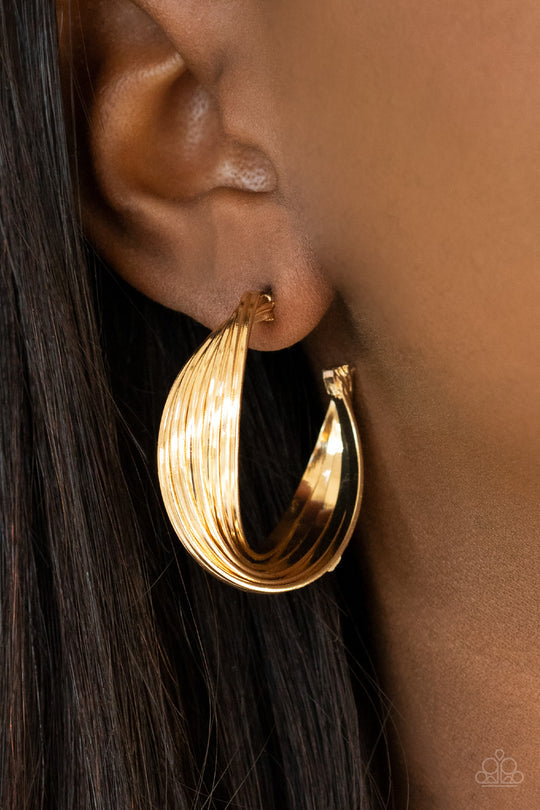 Paparazzi- Curves In All The Right Places Gold Hoop Earring