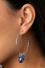 Load image into Gallery viewer, Paparazzi- Dazzling Downpour Blue Hoop Earring
