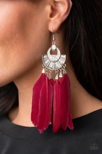 Paparazzi- Plume Paradise Red Earring