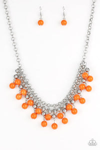 Paparazzi- Friday Night Fringe Orange Necklace