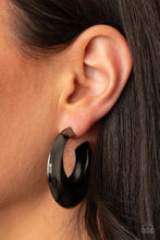 Load image into Gallery viewer, Paparazzi- Chic CRESCENTO Black Hoop Earring
