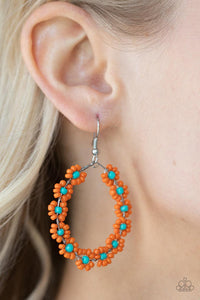 Paparazzi- Festively Flower Child Orange Earring