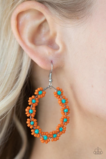 Paparazzi- Festively Flower Child Orange Earring