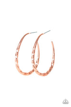 Load image into Gallery viewer, Paparazzi- Twisted Edge Copper Hoop
