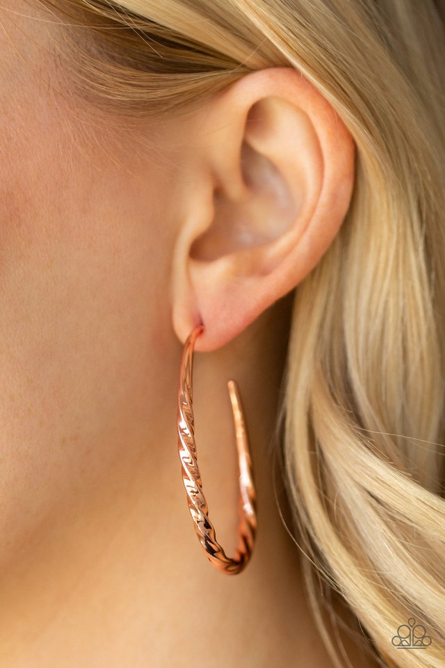 Paparazzi- Twisted Edge Copper Hoop