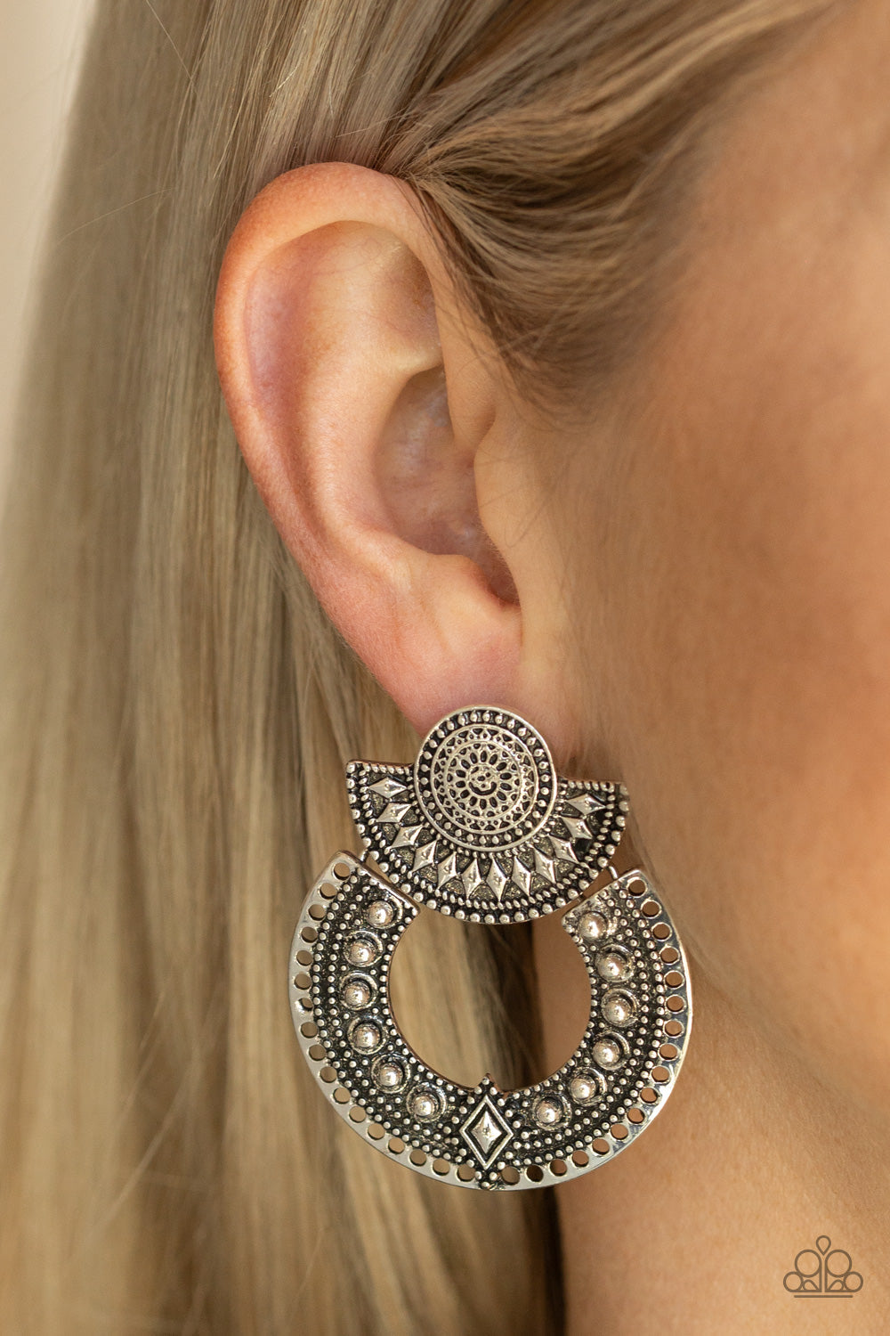 Paparazzi- Texture Takeover Silver Post Earring