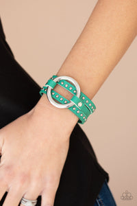 Paparazzi- Studded Statement-Maker Green Urban Bracelet