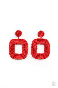Paparazzi- Beaded Bella Red Post Earring