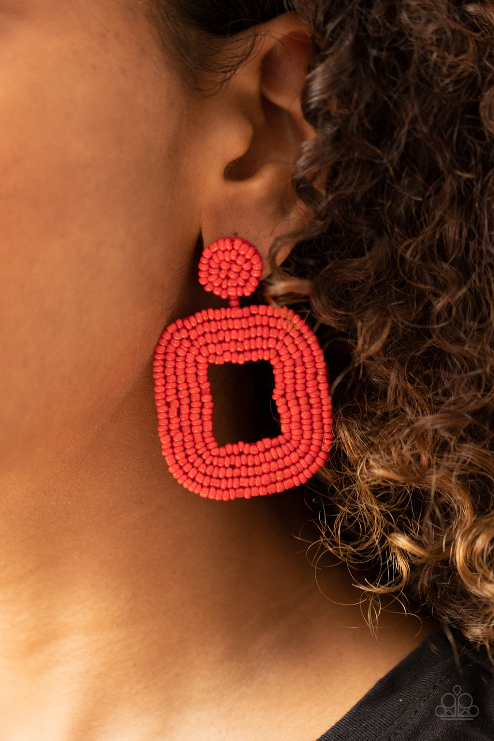 Paparazzi- Beaded Bella Red Post Earring