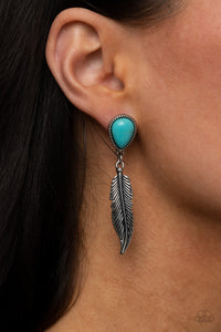 Paparazzi- Totally Tran-QUILL Blue Post Earring