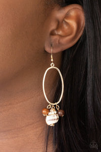 Paparazzi- Golden Grotto Brown Earring