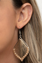 Load image into Gallery viewer, Paparazzi- Pulling at My HARP-strings Brown Earring
