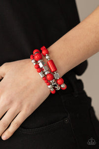 Paparazzi- Perfectly Prismatic Red Bracelet