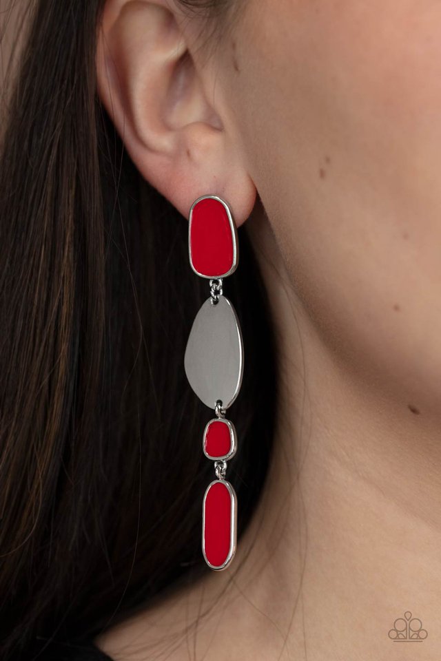 Paparazzi- Deco By Design Red Post Earring