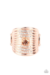 Paparazzi- Crystal Corsets Copper Ring