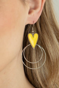 Paparazzi- Happily Ever Hearts Yellow Earring