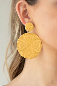 Paparazzi- Circulate The Room Yellow Post Earring