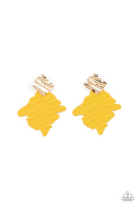 Paparazzi- Crimped Couture Yellow Post Earring