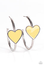 Load image into Gallery viewer, Paparazzi- Kiss Up Yellow Hoop Earring
