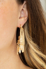 Load image into Gallery viewer, Paparazzi- Pursing The Plumes Gold Post Earring
