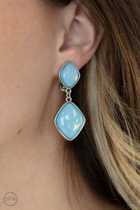 Paparazzi- Double Dipping Diamonds Blue Clip-On Earring