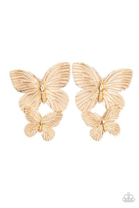 Paparazzi- Blushing Butterflies Gold Post Earring