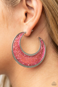 Paparazzi- Charismatically Curvy Pink Hoop Earring