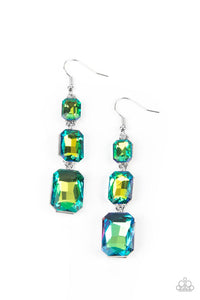 Paparazzi- Cosmic Red Carpet Green Earring