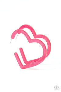 Paparazzi- Heart-Throbbing Twinkle Pink Hoop Earring