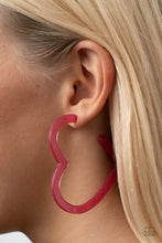 Load image into Gallery viewer, Paparazzi- Heart-Throbbing Twinkle Pink Hoop Earring
