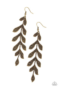 Paparazzi- Lead From the FROND Brass Earring
