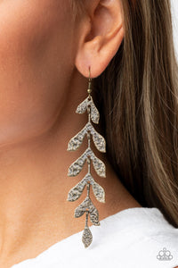 Paparazzi- Lead From the FROND Brass Earring