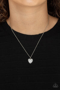 Paparazzi- Pitter-Patter, Goes My Heart Silver Necklace
