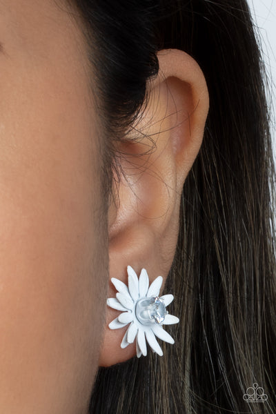 Paparazzi- Sunshiny DAIS-y White Post Earring