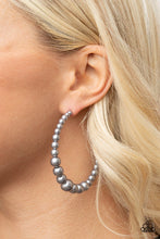 Load image into Gallery viewer, Paparazzi- Glamour Graduate Silver Hoop Earring

