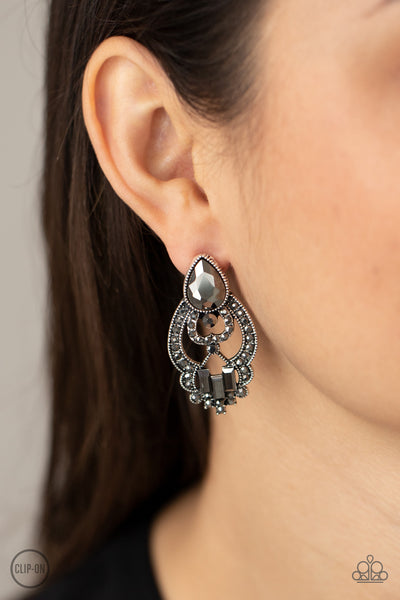 Paparazzi- Glamour Gauntlet Silver Clip-On Earring