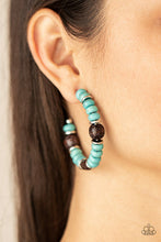 Load image into Gallery viewer, Paparazzi- Definitely Down-To-Earth Blue Hoop Earring
